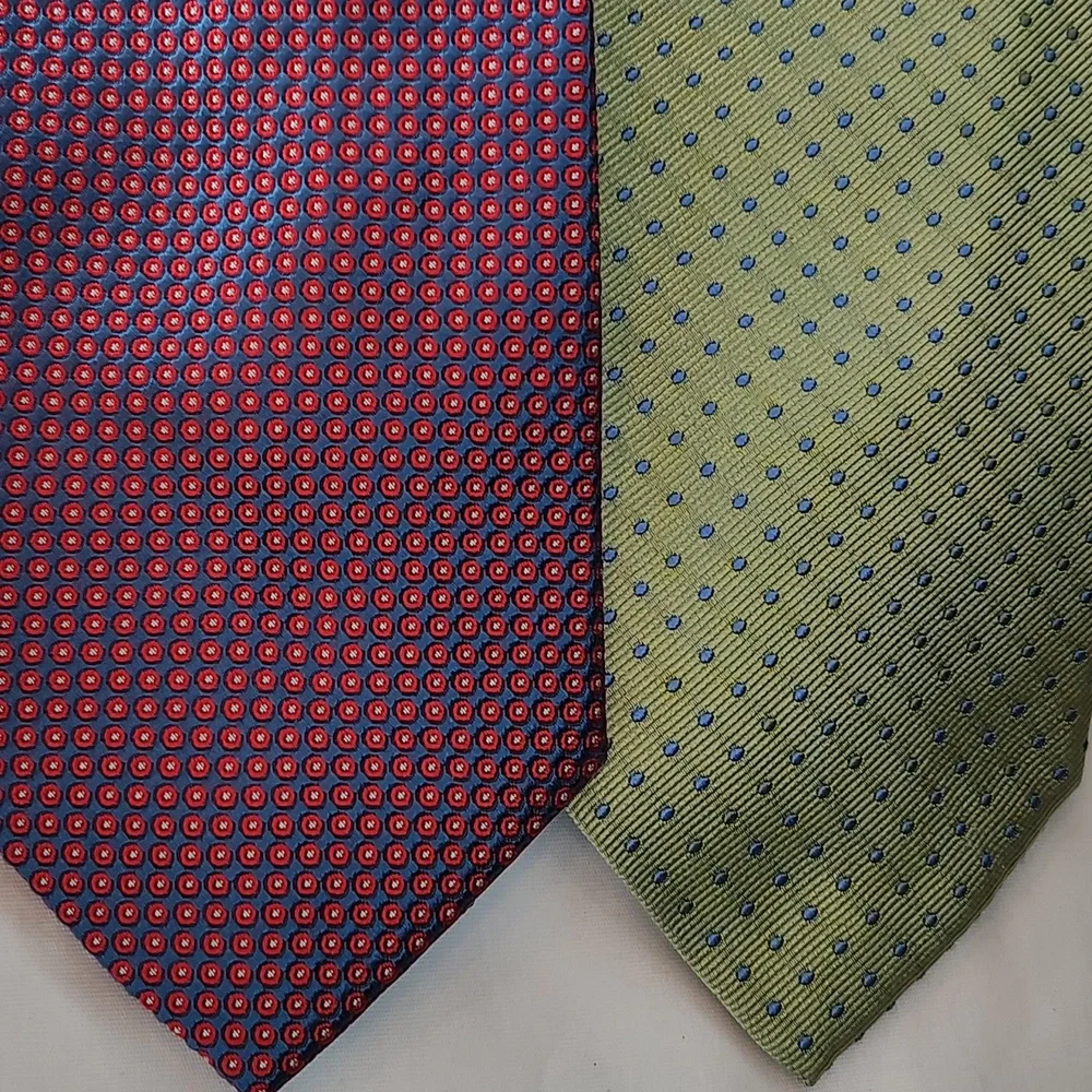 Polka dot Land's End tie lot x 2, blues, green, red